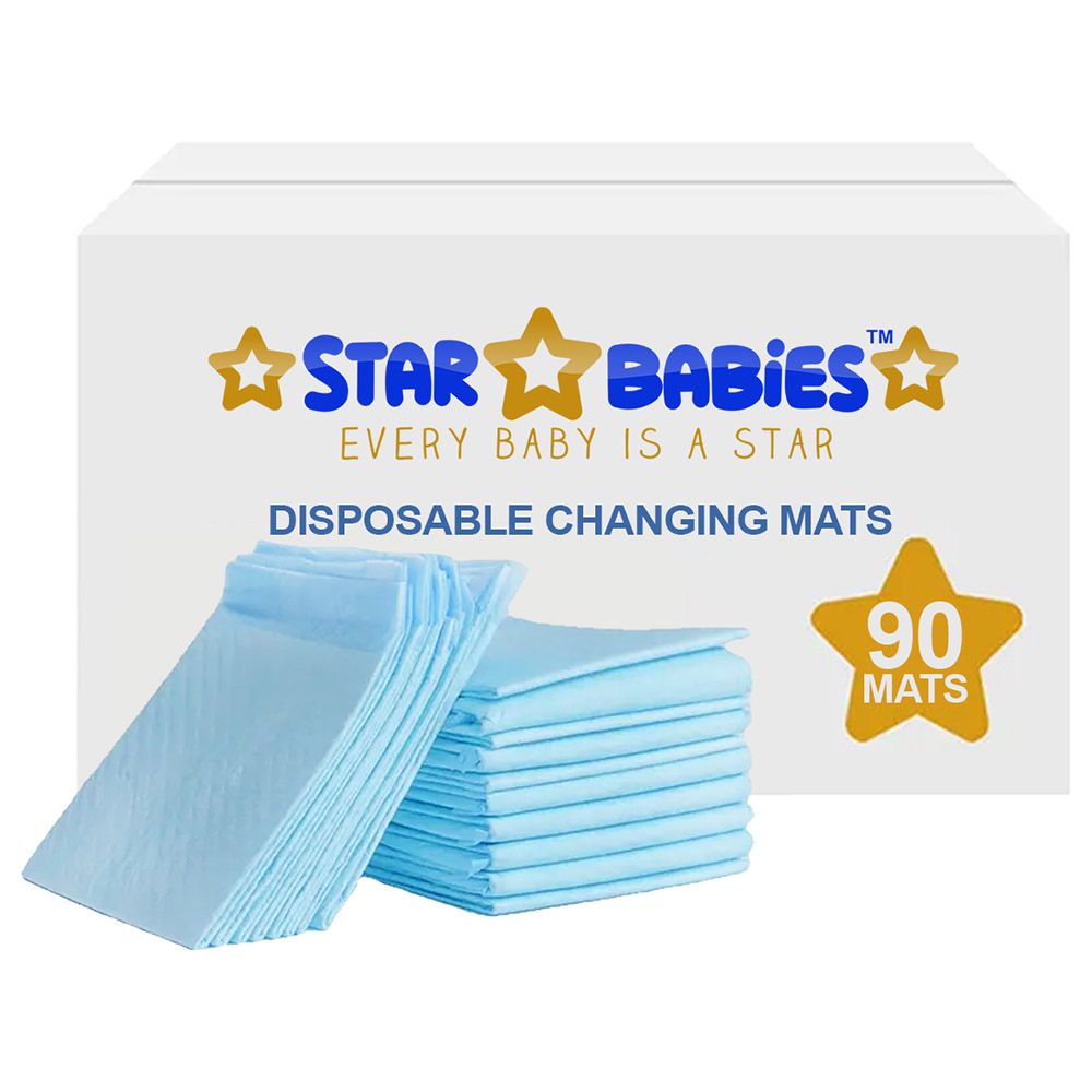 Star Babies - Disposable Changing Mat - L - 45 X 60 cm - 90pcs - Blue