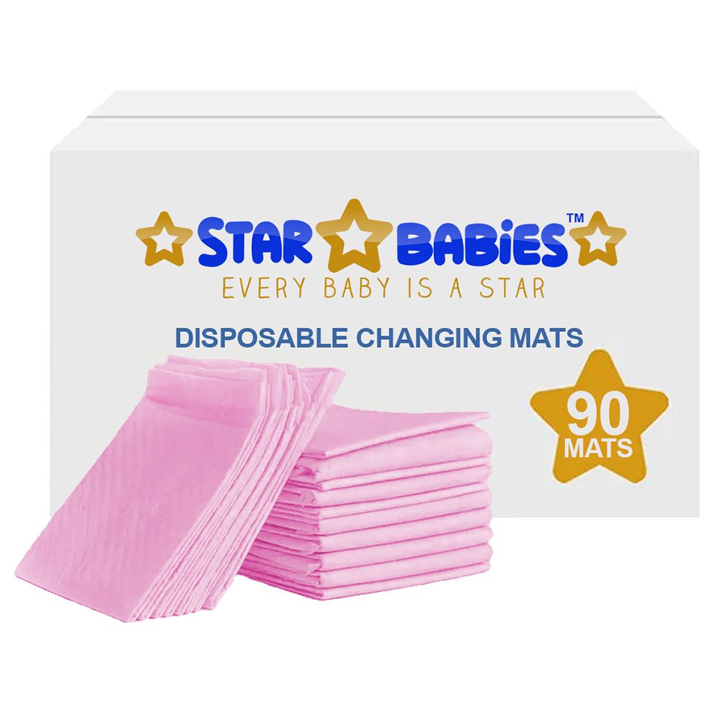 Star Babies - Disposable Changing Mat - L - 45 X 60 cm - 90pcs - Pink