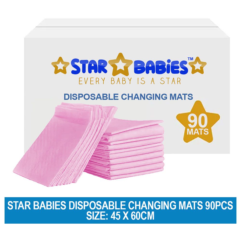 Star Babies - Disposable Changing Mat - L - 45 X 60 cm - 90pcs - Pink