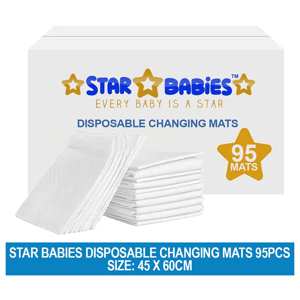 Star Babies - Disposable Changing Mat - L - 45 X 60 cm - 95pcs - White