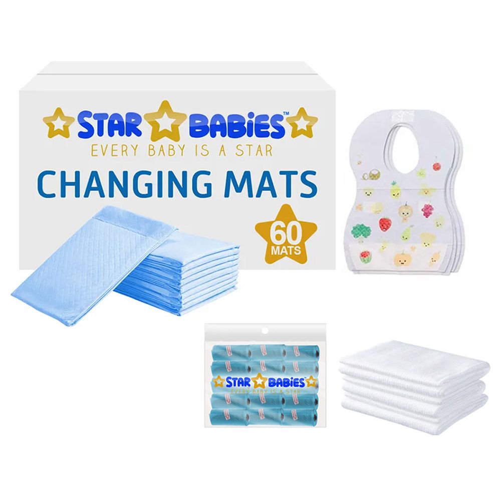 Star Babies - Baby Essentials 7pcs w/ Caddy Diaper Bag Big - Blue