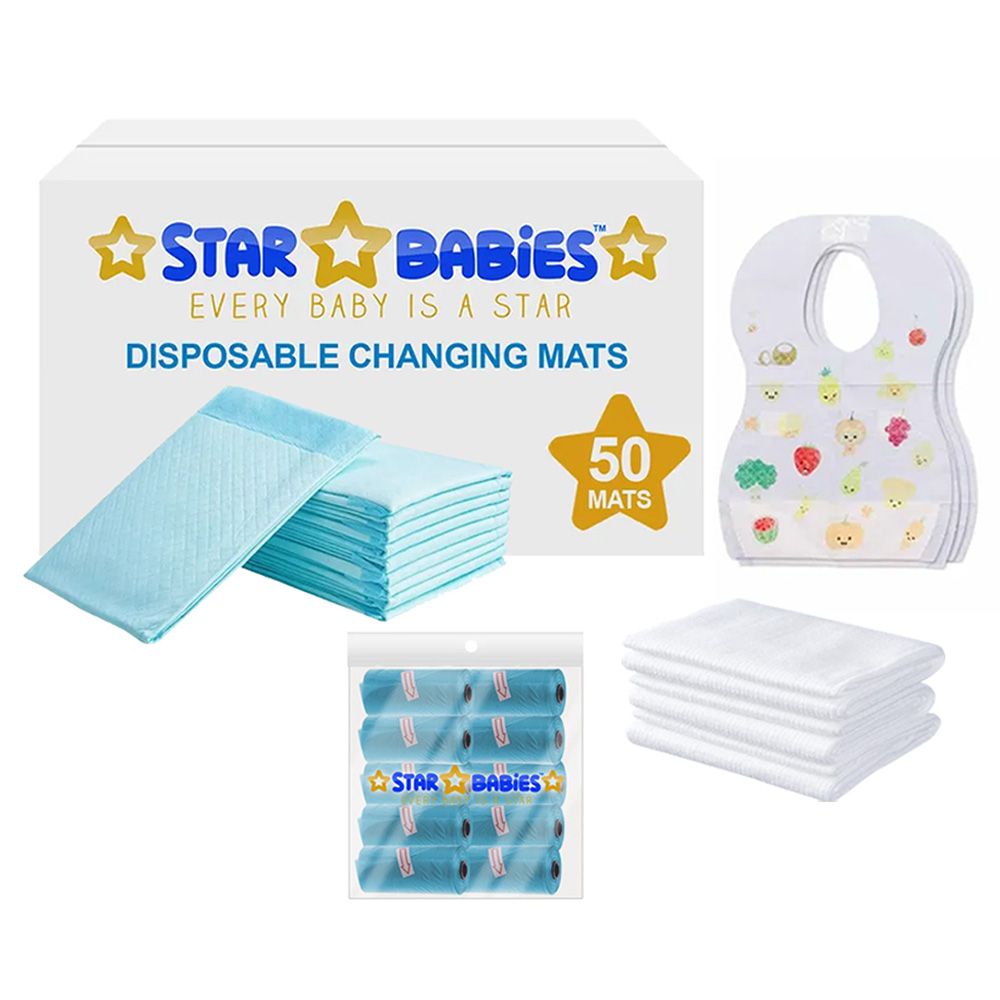 Star Babies - Baby Essentials 7pcs w/ Caddy Diaper Bag - Blue