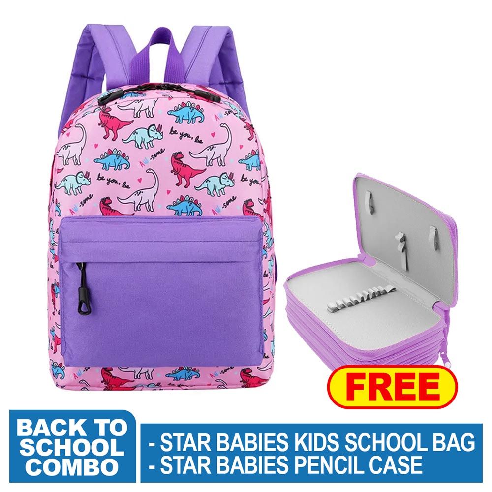 Star Babies - Printed School Bag w/ Pencil Case - 14-Inch - Lavender