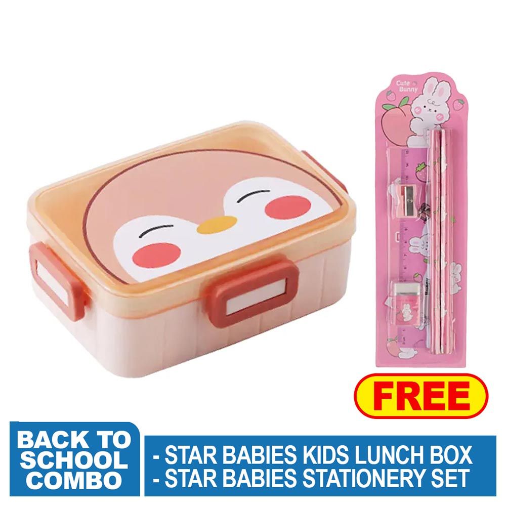 Star Babies - Kids Lunch Box - Pink w/ Stationery Set - Pink