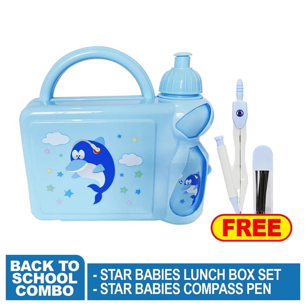 Star Babies - Lunch Box & Water Bottle w/ Pencil Bag Organizer - Blue