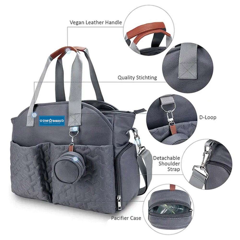 Star Babies - Diaper Portable Bag w/ Pacifier Bag - Grey