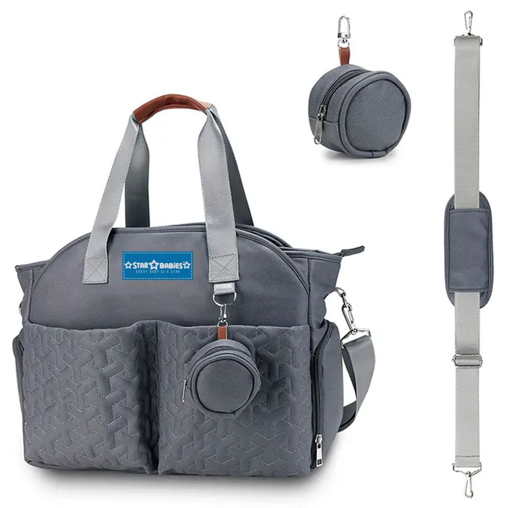 Star Babies - Diaper Portable Bag w/ Pacifier Bag - Grey