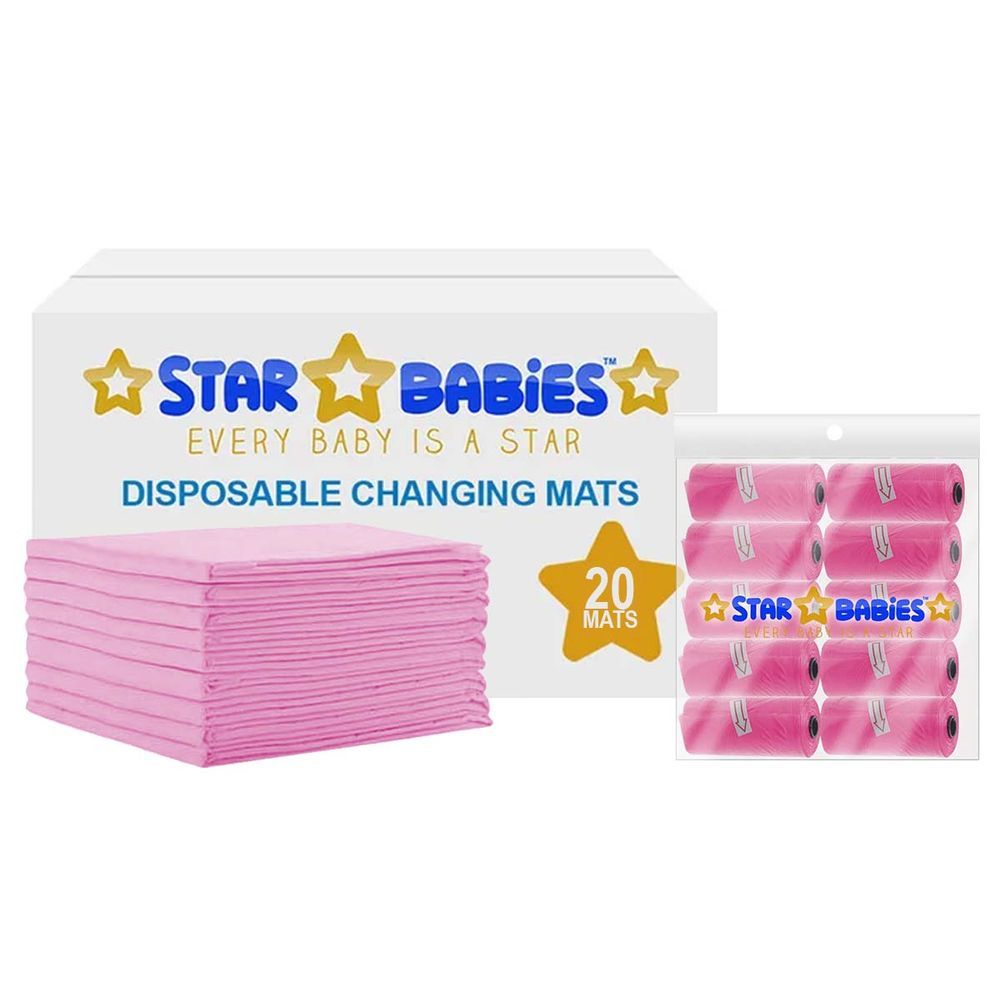 Star Babies - Changing Mat - 45 x 60 cm - 20pcs w/ Scented Bag - 150pcs - Pink