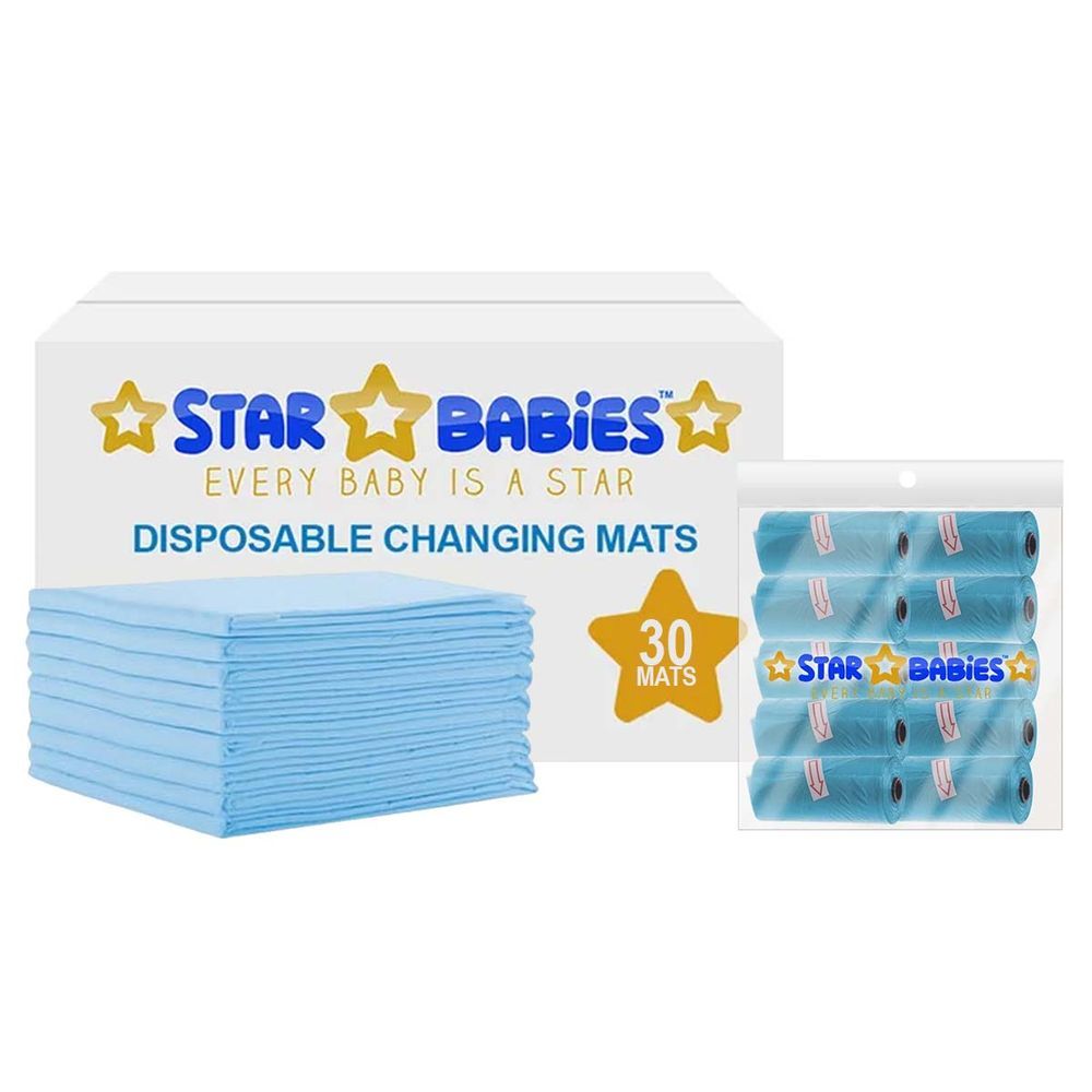 Star Babies - Changing Mat - 45 x 60 cm - 30pcs w/ Scented Bag - 150pcs - Blue