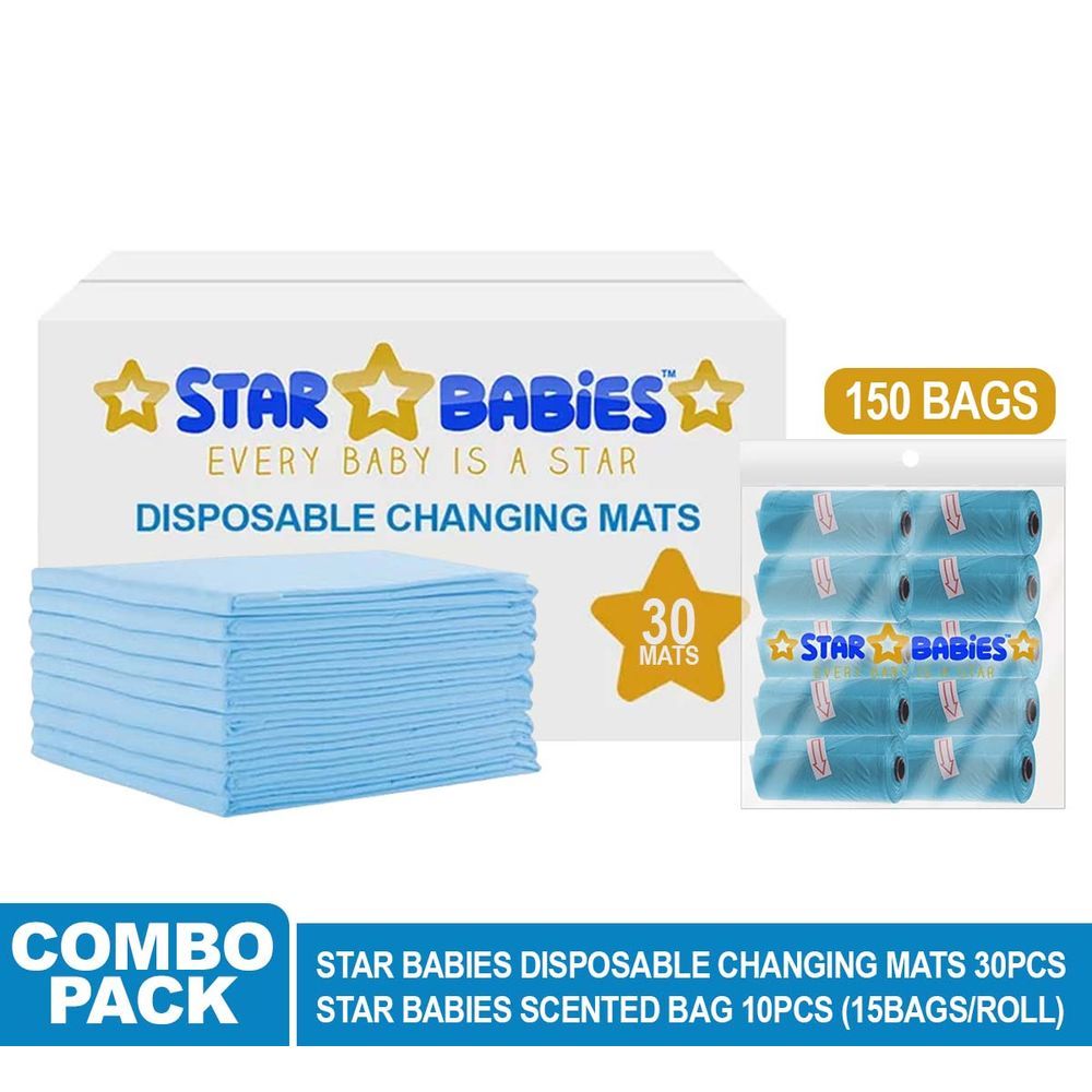 Star Babies - Changing Mat - 45 x 60 cm - 30pcs w/ Scented Bag - 150pcs - Blue