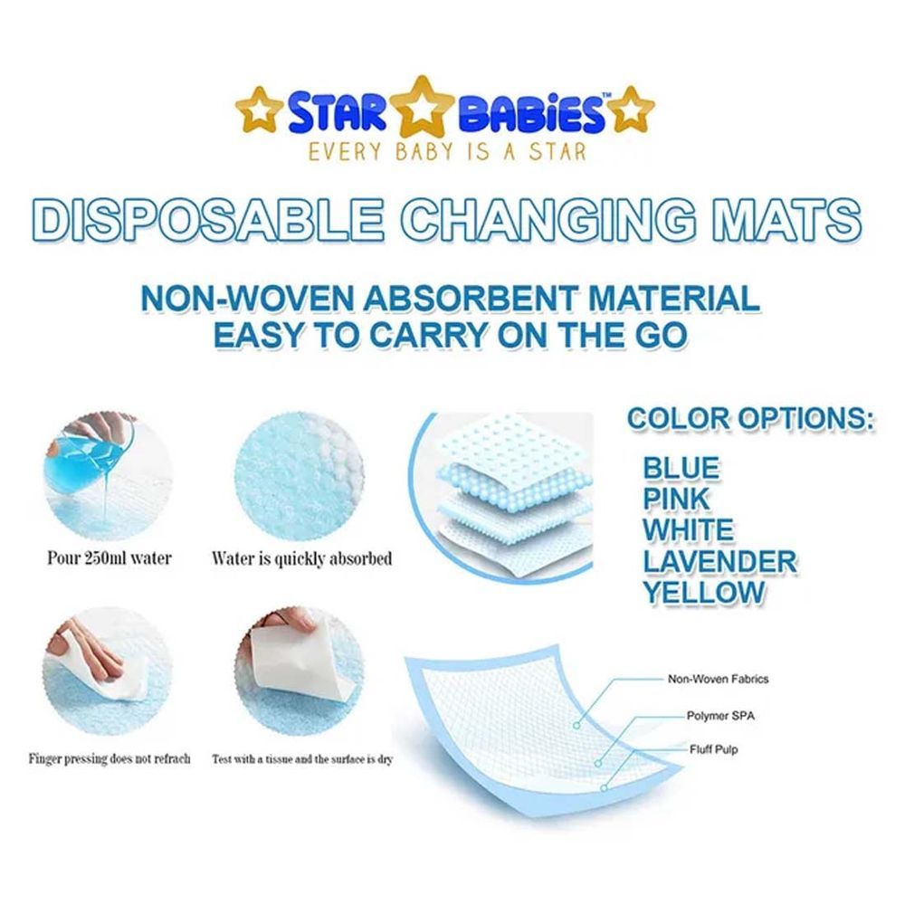 Star Babies - Changing Mat 15pcs Scented Bag w/ Dispenser 75pcs & Bibs 15pcs - Blue