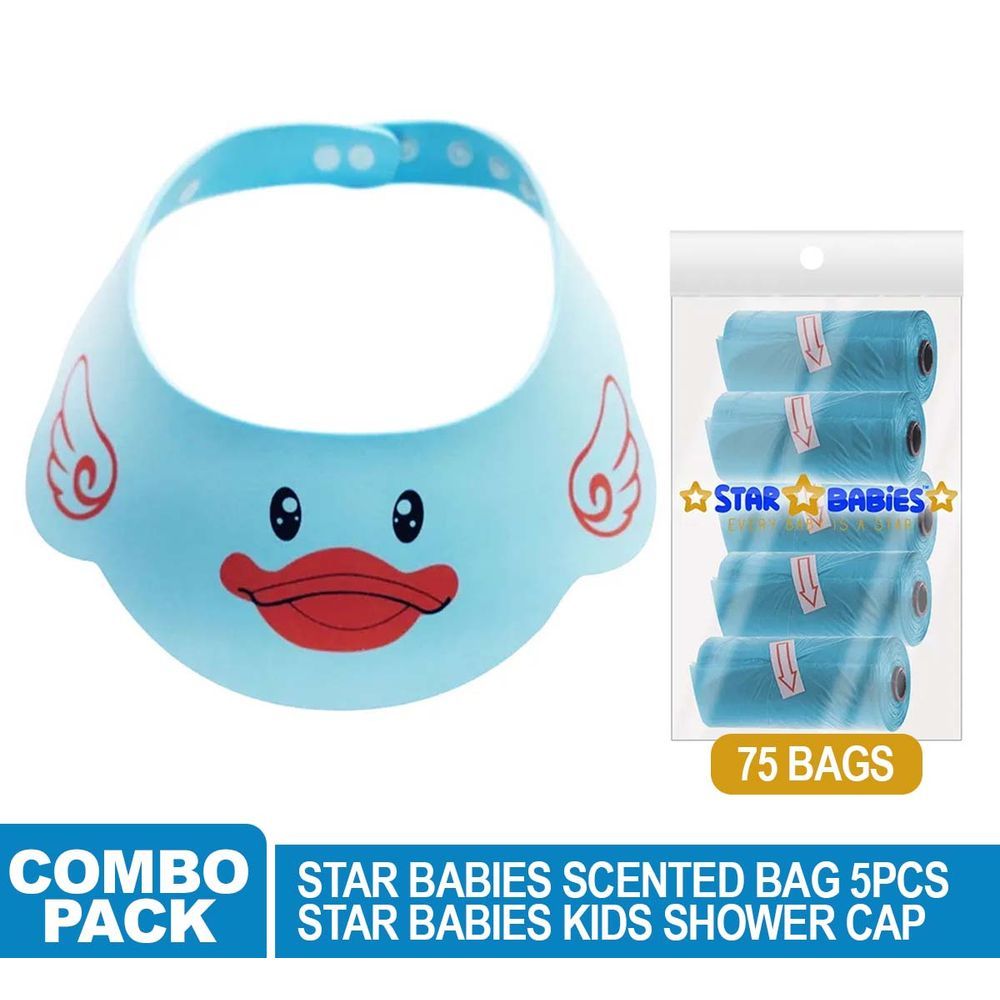 Star Babies - Disposable Scented Bag - 75pcs w/ Shower Cap - Blue