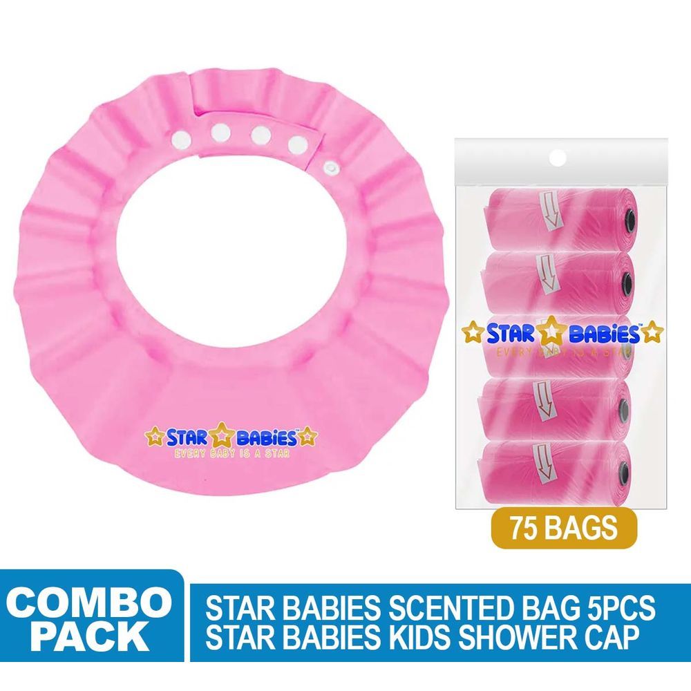 Star Babies - Disposable Scented Bag - 75pcs w/ Shower Cap - Pink