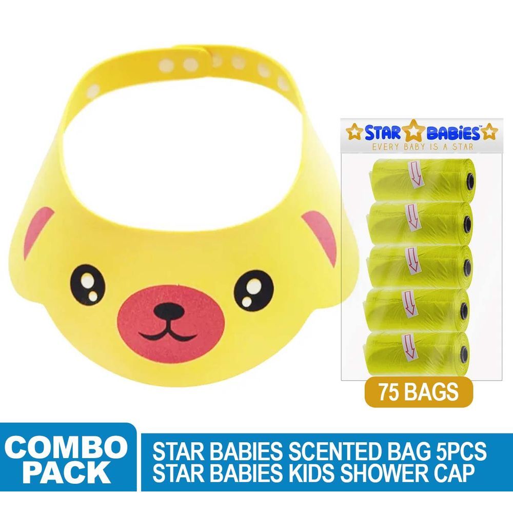 Star Babies - Disposable Scented Bag - 75pcs w/ Shower Cap - Yellow