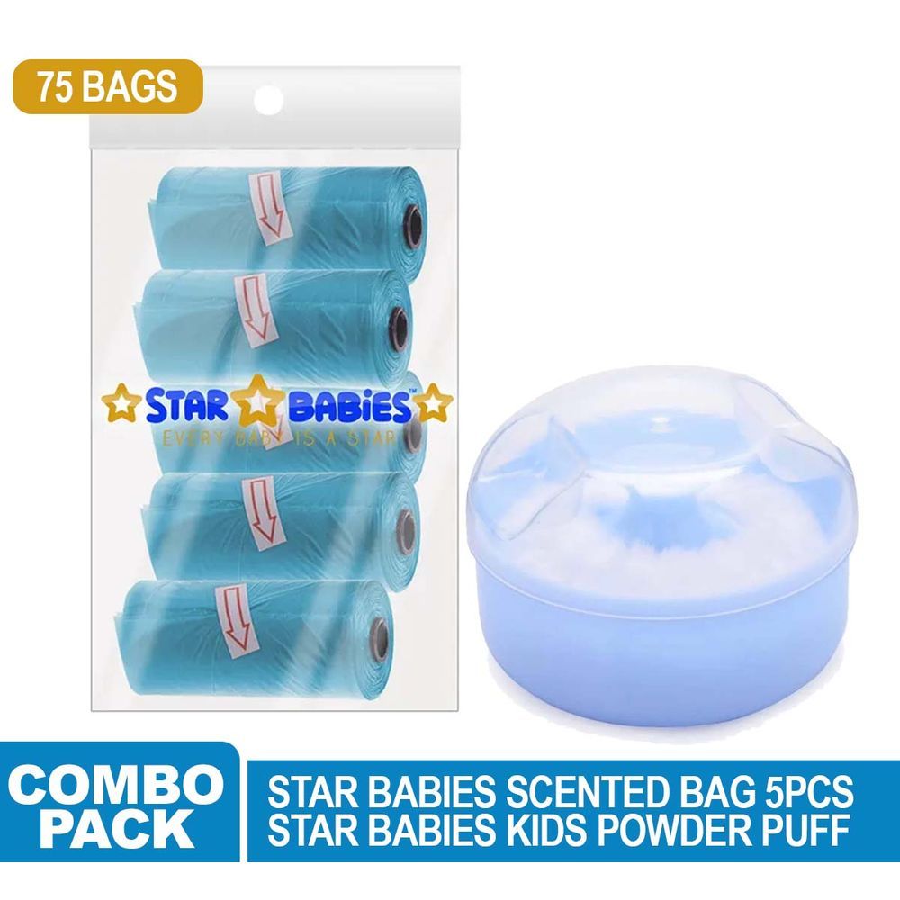 Star Babies - Disposable Scented Bag - 75pcs w/ Powder Puff - Blue