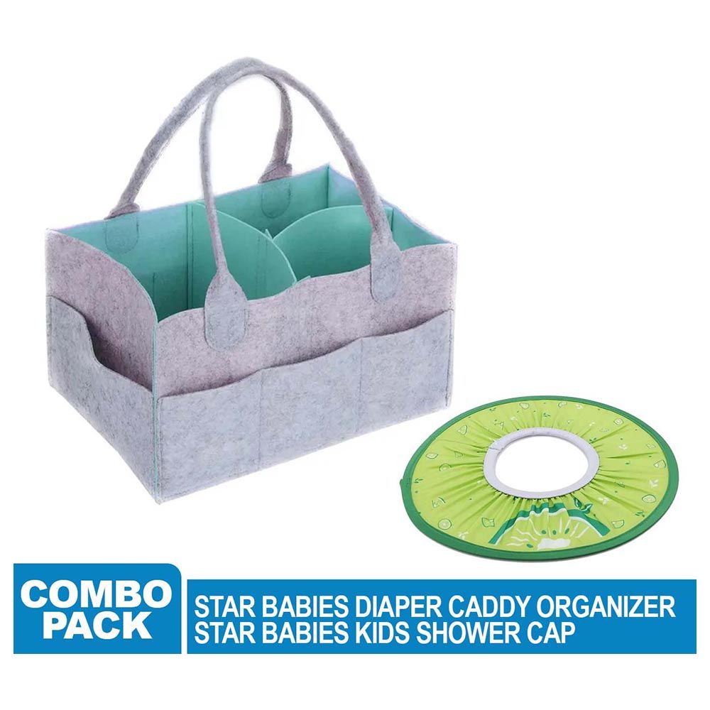 Star Babies - Regular Diaper Caddy Organizer w/ Shower Cap - Green