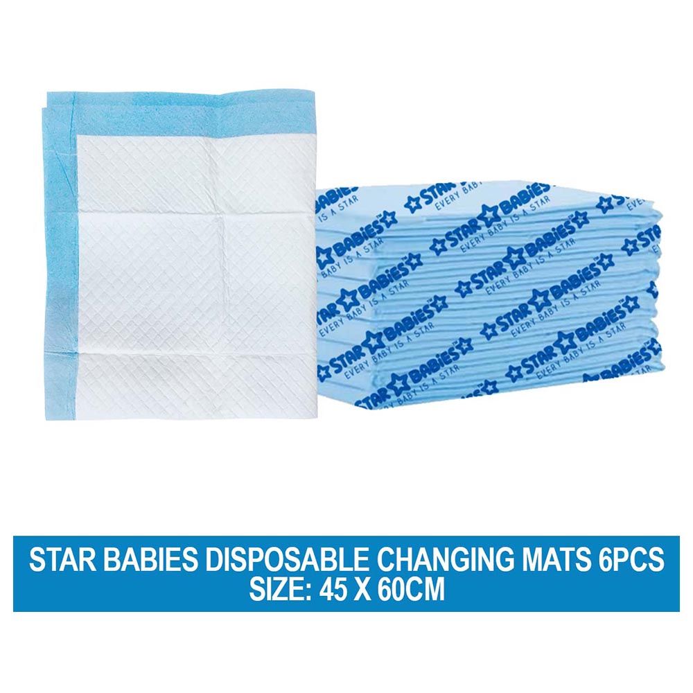 Star Babies - Disposable Changing Mat - L - 45 X 60 cm - 6pcs - Blue