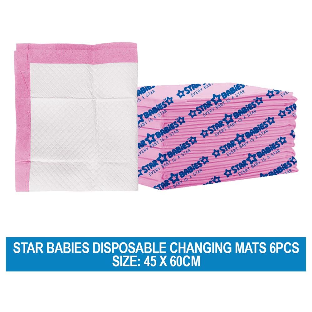 Star Babies - Disposable Changing Mat - L - 45 X 60 cm - 6pcs - Pink