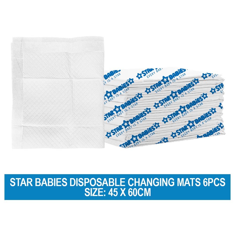 Star Babies - Disposable Changing Mat - L - 45 X 60 cm - 6pcs - White