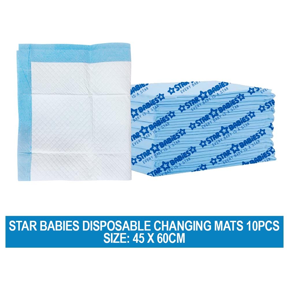 Star Babies - Disposable Changing Mat - L - 45 X 60 cm - 10pcs - Blue