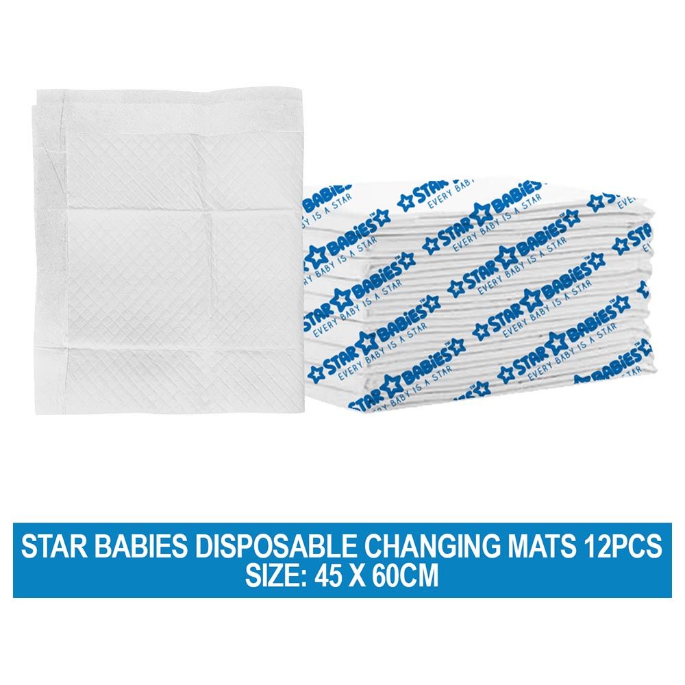 Star Babies - Disposable Changing Mat - L - 45 X 60 cm - 12pcs - White