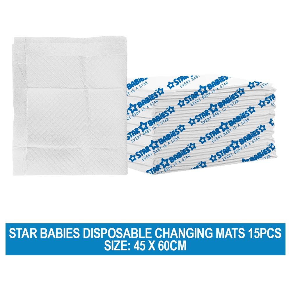 Star Babies - Disposable Changing Mat - L - 45 X 60 cm - 15pcs - White