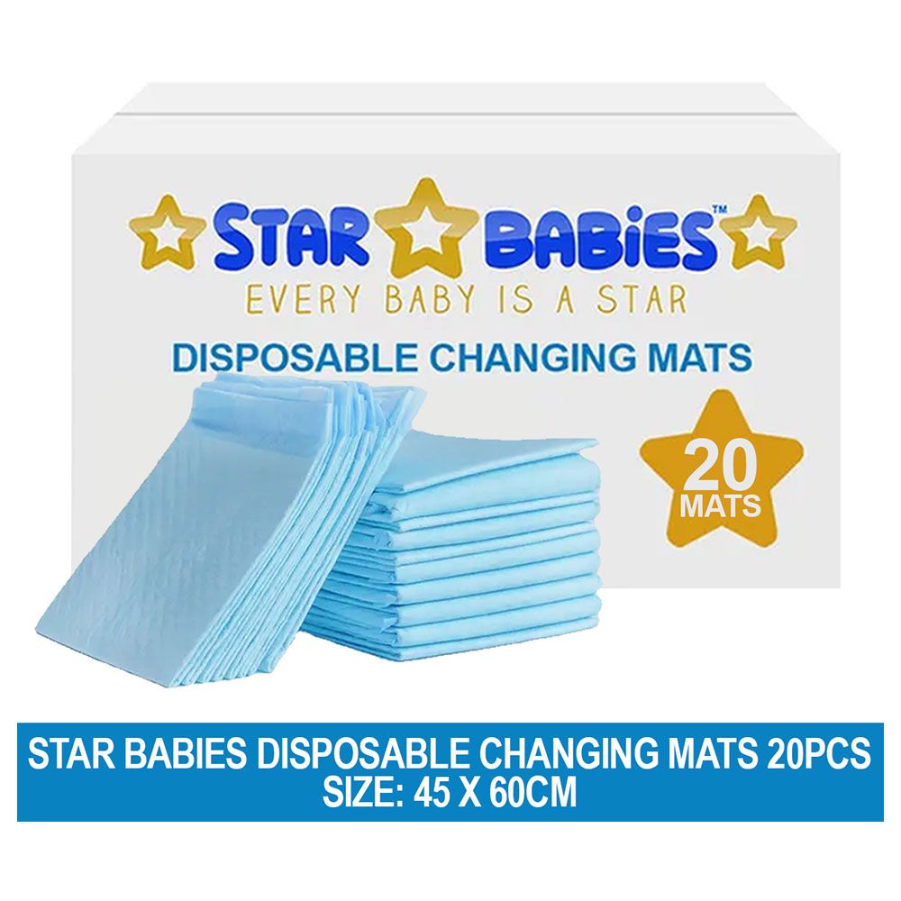 Star Babies - Disposable Changing Mat - L - 45 X 60 cm - 20pcs - Blue