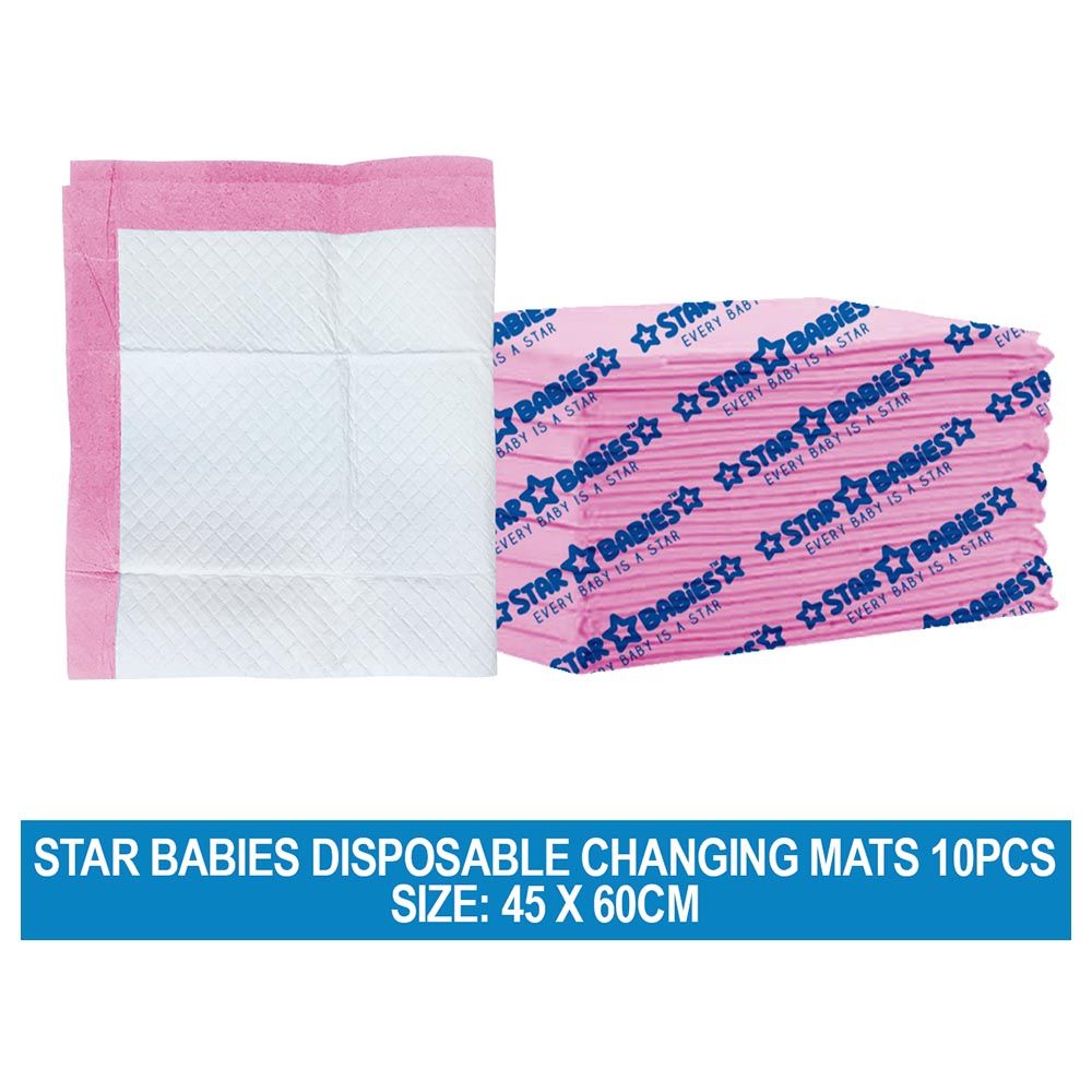 Star Babies - Disposable Changing Mat - L - 45 X 60 cm - 10pcs - Pink