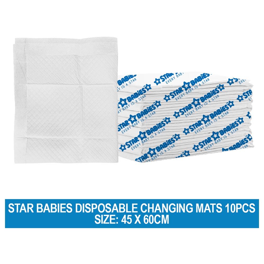 Star Babies - Disposable Changing Mat - L - 45 X 60 cm - 10pcs - White