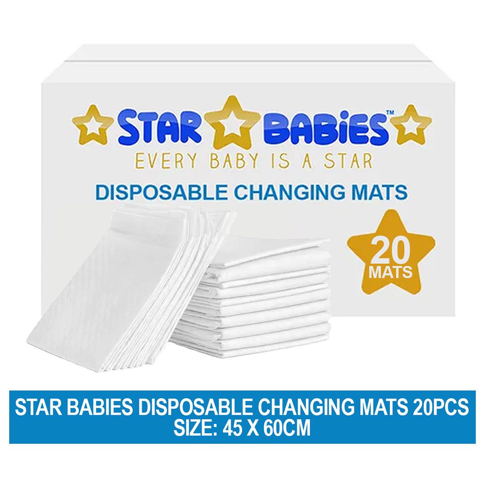 Star Babies - Disposable Changing Mat - L - 45 X 60 cm - 20pcs - White