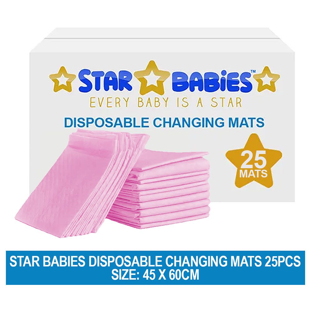 Star Babies - Disposable Changing Mat - L - 45 X 60 cm - 25pcs - Pink