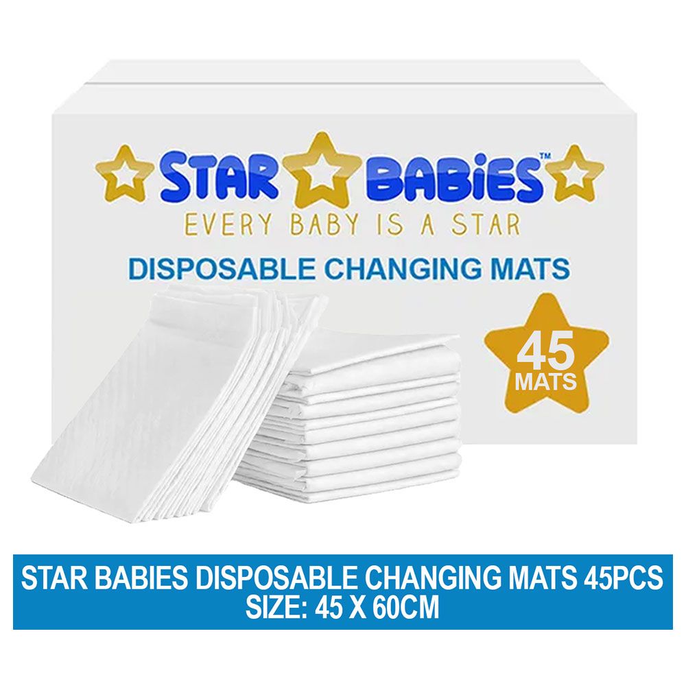 Star Babies - Disposable Changing Mat - L - 45 X 60 cm - 45pcs - White