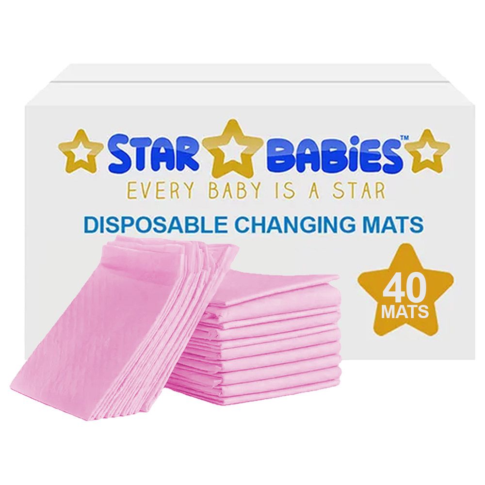 Star Babies - Disposable Changing Mat - L - 45 X 60 cm - 40pcs - Pink