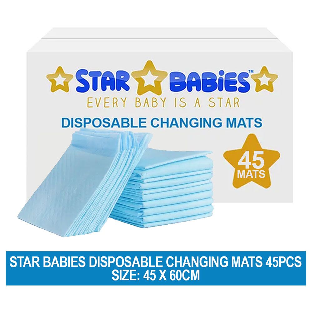 Star Babies - Disposable Changing Mat - L - 45 X 60 cm - 45pcs - Blue