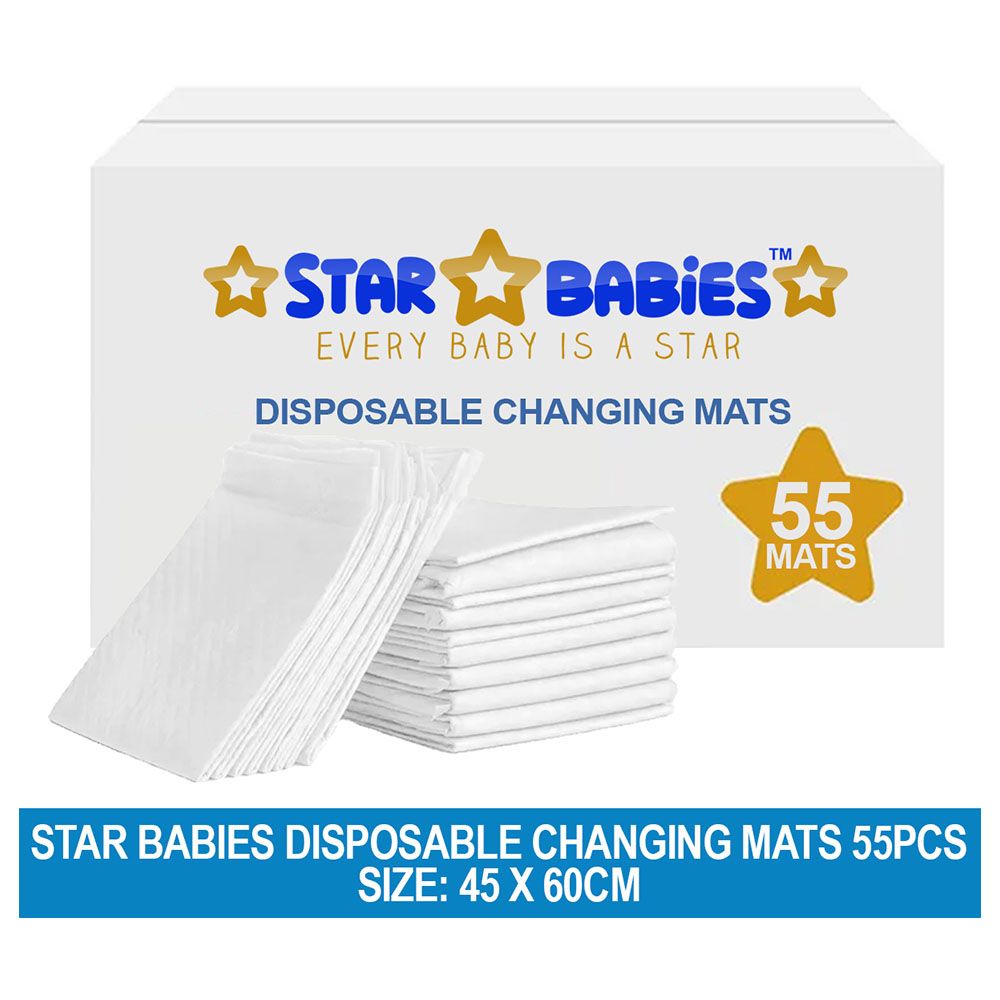 Star Babies - Disposable Changing Mat - L - 45 X 60 cm - 55pcs - White