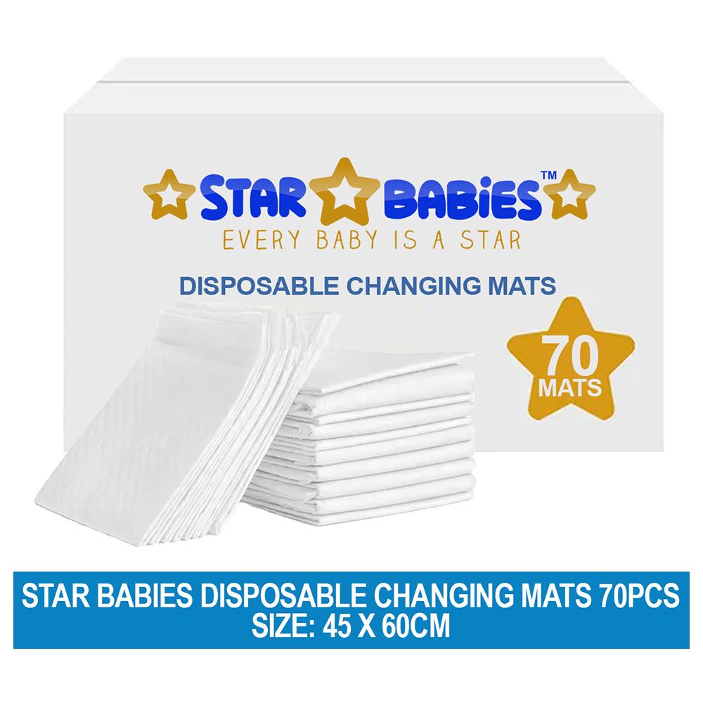 Star Babies - Disposable Changing Mat - L - 45 X 60 cm - 70pcs - White