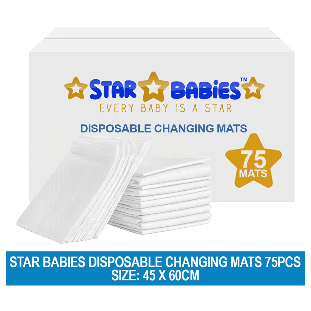 Star Babies - Disposable Changing Mat - L - 45 X 60 cm - 75pcs - White