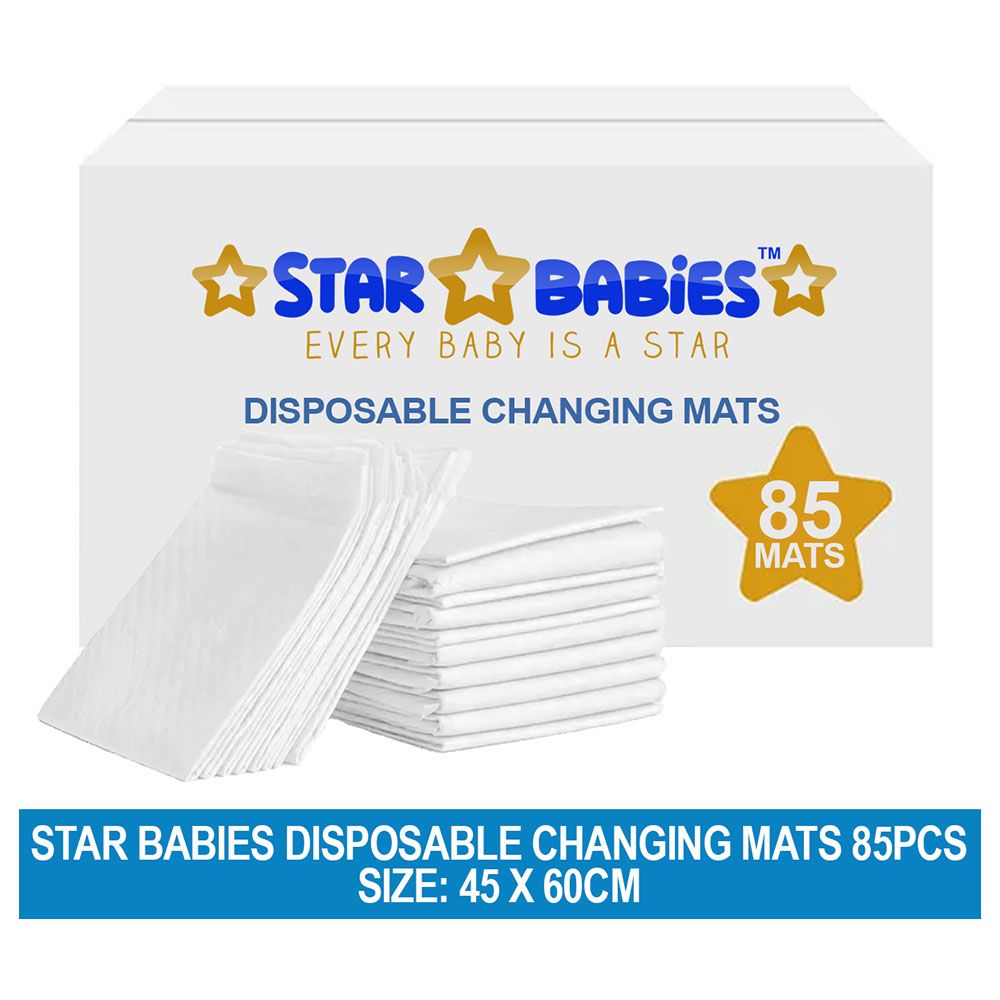 Star Babies - Disposable Changing Mat - L - 45 X 60 cm - 85pcs - White