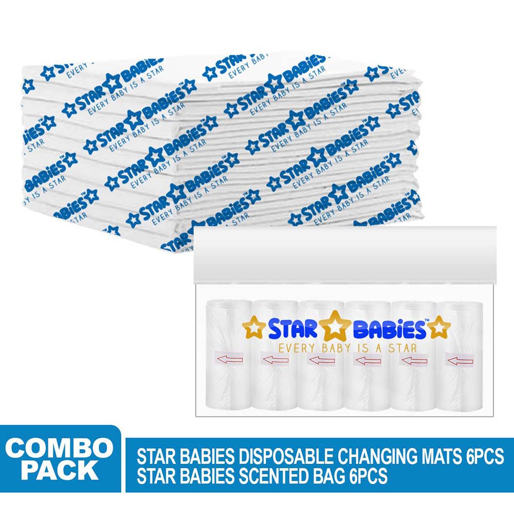 Star Babies - Disposable Changing Mat w/ Scented Bag - 6pcs - White