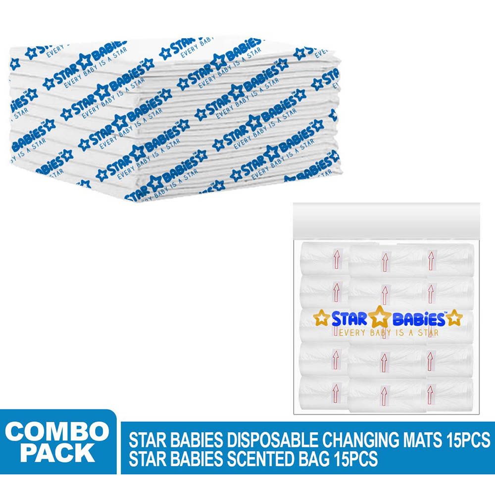 Star Babies - Disposable Changing Mat w/ Scented Bag - 15pcs - White