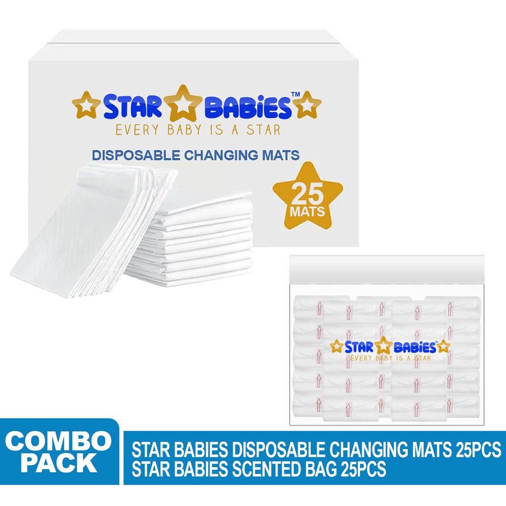 Star Babies - Disposable Changing Mat w/ Scented Bag - 25pcs - White