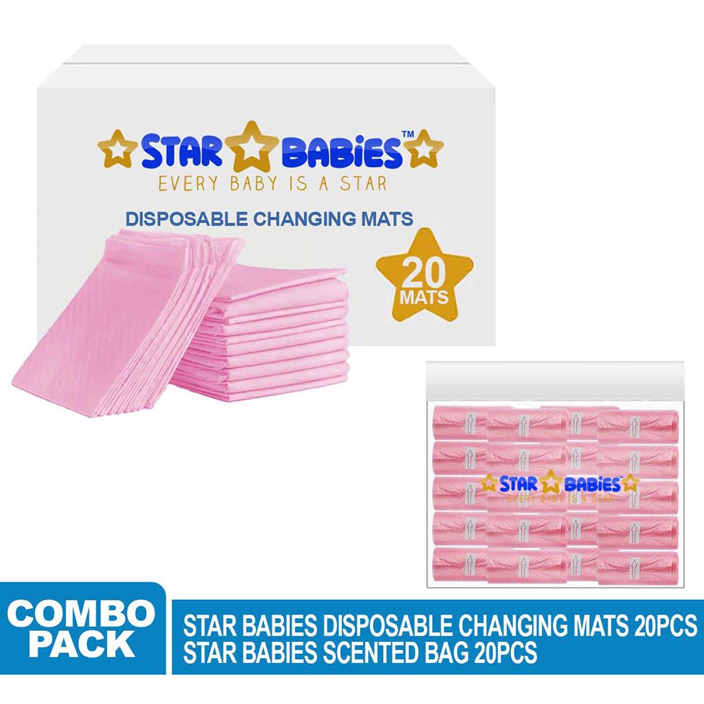 Star Babies - Disposable Changing Mat w/ Scented Bag - 20pcs - Pink