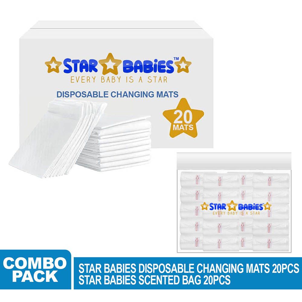 Star Babies - Disposable Changing Mat w/ Scented Bag - 20pcs - White