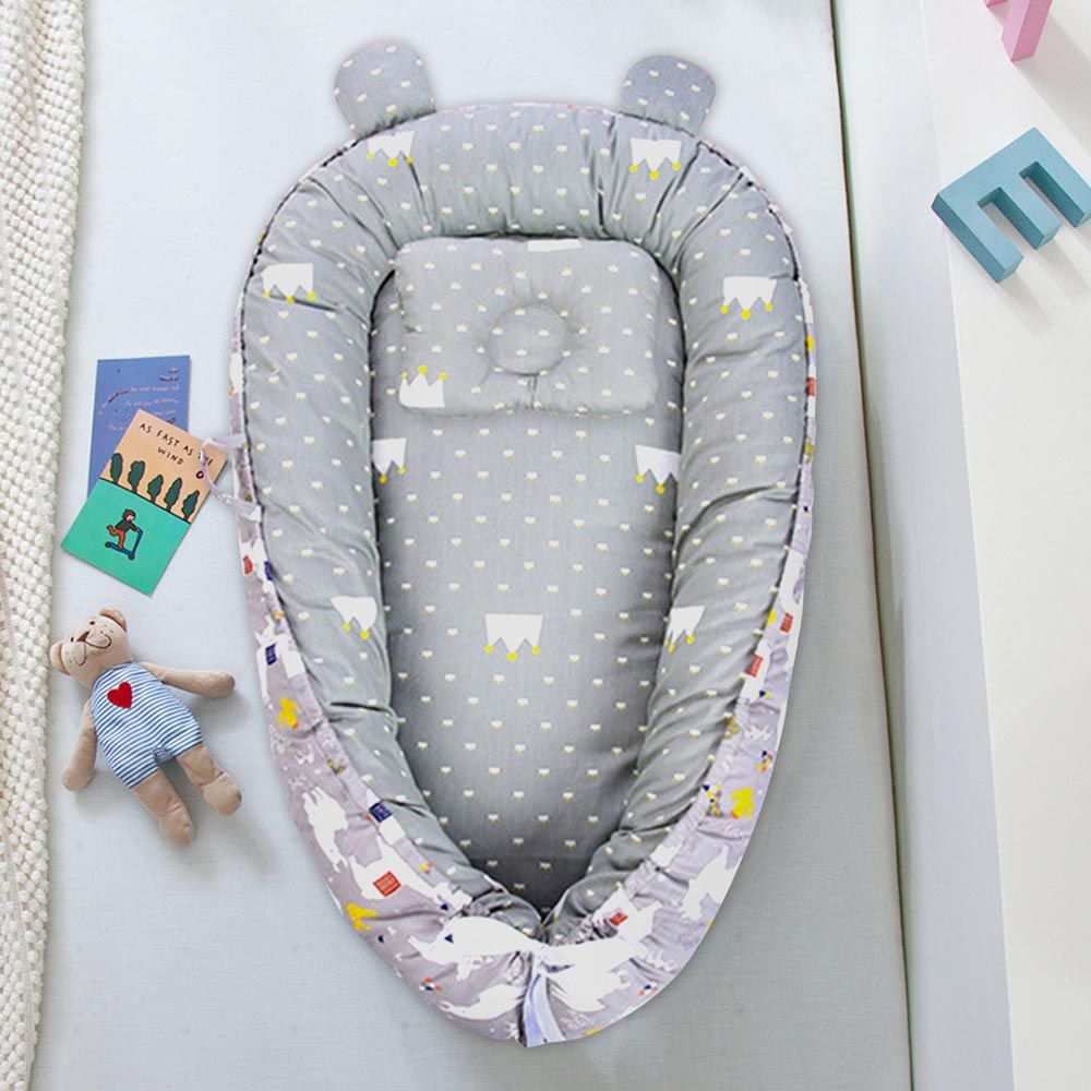 Star Babies - Baby Sleeping Bed Pod Grey Printed w/ Reusable Changing Mat - Dumbo - Light Blue