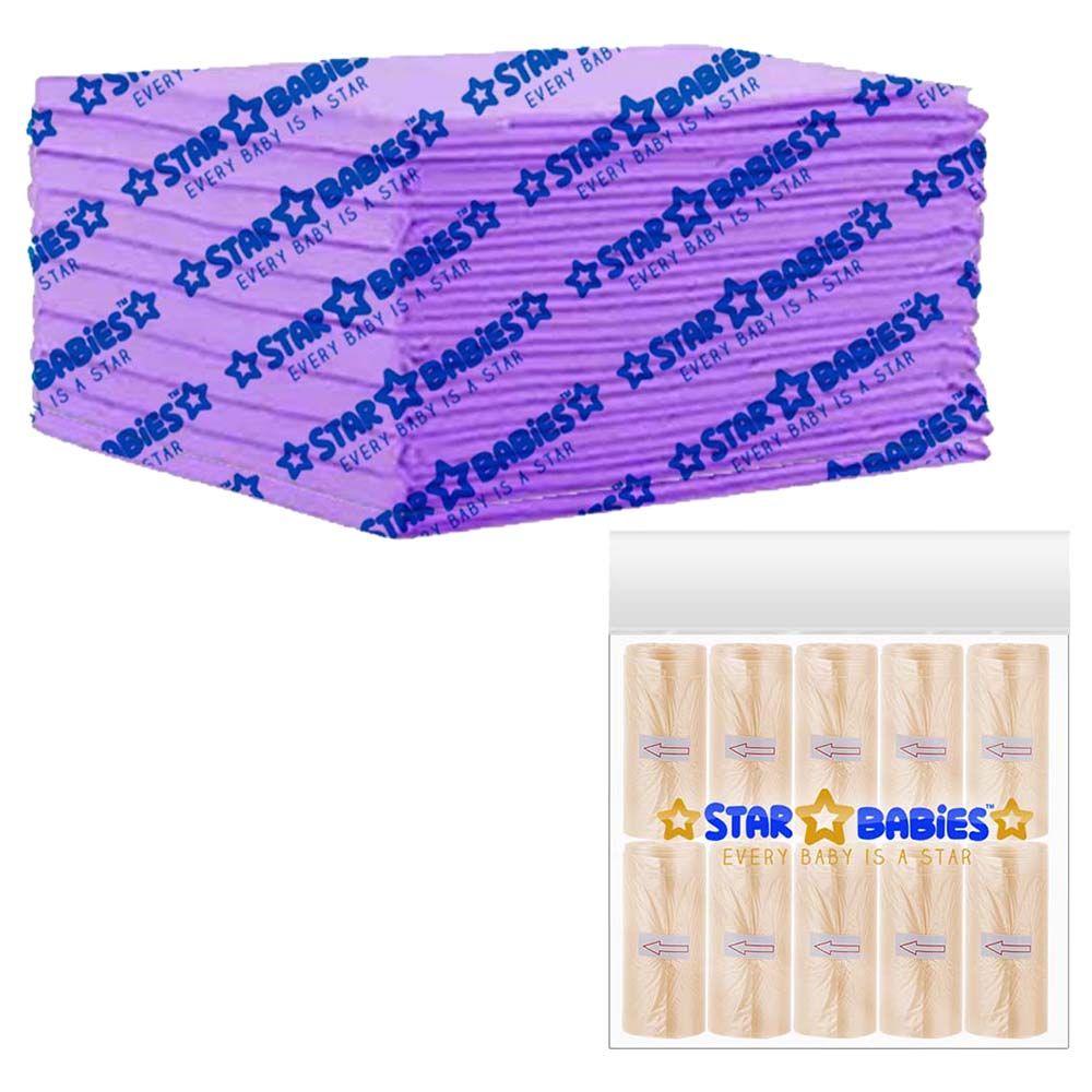 Star Babies - Disposable Changing Mat 10pcs & Scented Bag 10pcs - Lavender