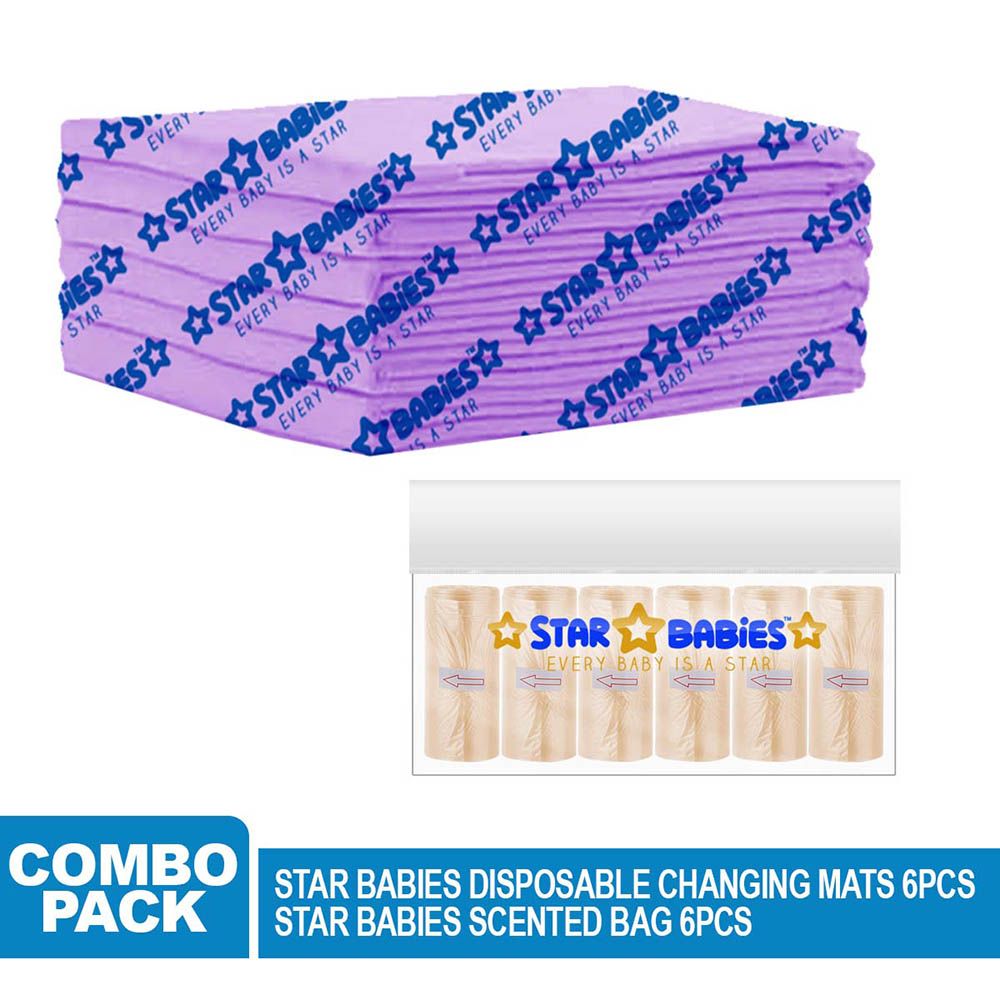 Star Babies - Disposable Changing Mat 6pcs & Scented Bag 6pcs - Lavender