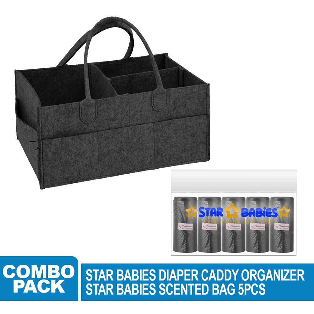 Star Babies - Caddy Diaper Bag Organizer W/ Scented Bag 5pcs - Black