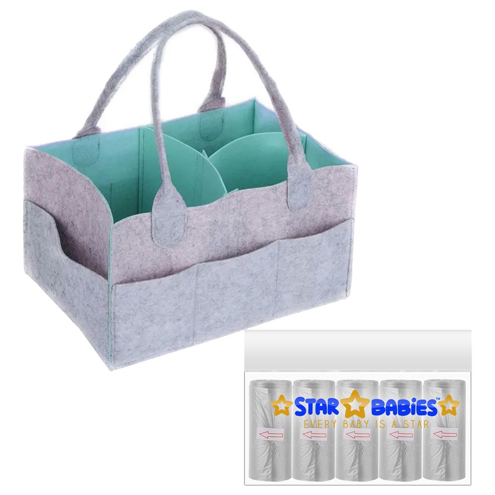 Star Babies - Caddy Diaper Bag Organizer W/ Scented Bag 5pcs - Grey Green