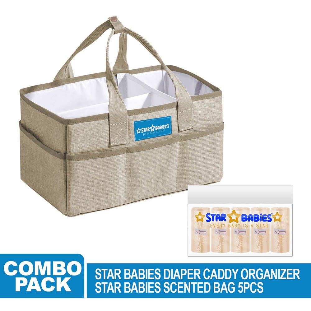 Star Babies - Caddy Diaper Bag Organizer W/ Scented Bag 5pcs - Khaki