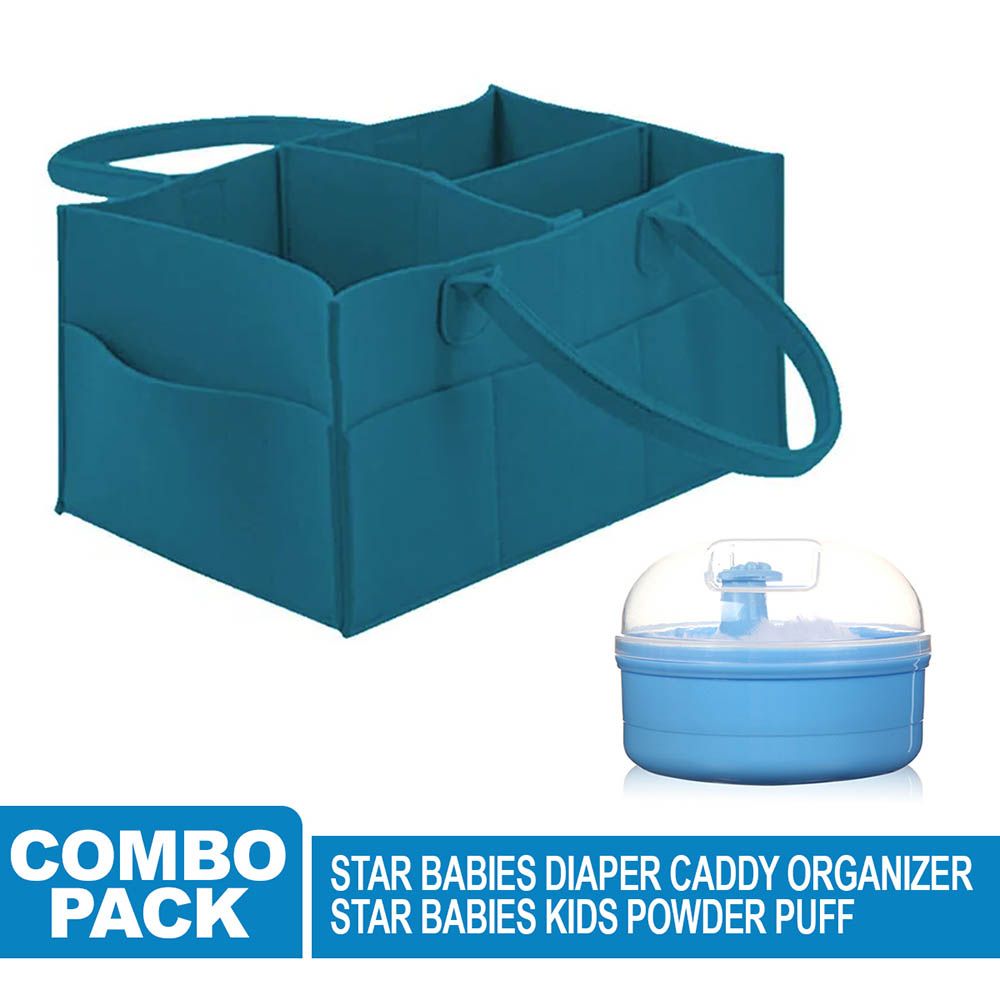 Star Babies - Caddy Diaper Bag W/ Powder Puff - Blue